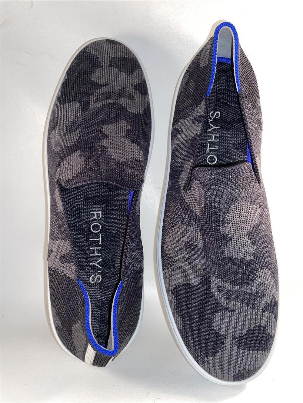 Rothy's Sneakers Slip On Dark Black Camo Women's Shoes Size 6.5 New